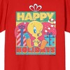 Looney Tunes Tweety Happy Holidays Crew Neck Short Sleeve Red Women's T-shirt - image 2 of 3