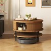 Airsurfer Large Natural Wood Coffee Table Mid-Century Rotating Coffee Table Storage Solution for Living Room Organization - 3 of 4
