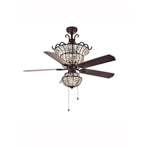 52 X 25 Charla 4 Light Crystal 5 Blade Chandelier Ceiling Fan Brown Warehouse Of Tiffany Target - Brown Chandelier Ceiling Fan