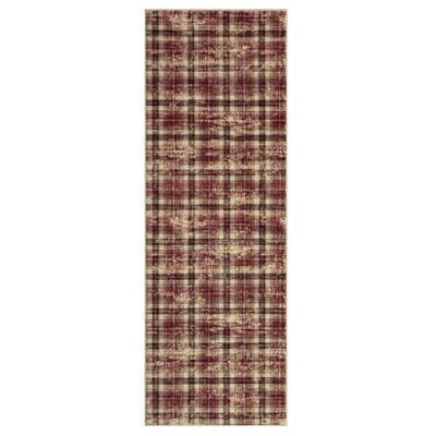 Machine Washable Indoor Modern Geometric Area Rugs Soft Low Pile Mat with Small Checkered Print