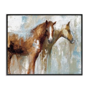 Stupell Industries Layered Abstract Horses Foals Farm Animal Painting Black Framed Giclee Art - 1 of 4