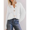Coolmee Womens Cropped Cardigan Sweaters Chunky Knit Button Down Open Front Cardigan Long Sleeve Loose Cardigan Outerwear - 4 of 4