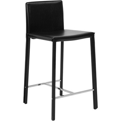 Jason 24'' Black Leather and Metal Counter Stools, Set of 2