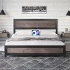 Industrial Design Platform Bed Frame with Headboard: Metal Slat Support & Built-in Charging Station – No Spring Box Required, Easy Assembly - 2 of 4