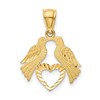 Black Bow Jewelry 14k Yellow Gold Diamond Cut Love Birds & Heart Pendant, 17mm (5/8 in) - 3 of 4