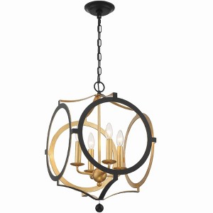 Crystorama Lighting Odelle 4 - Light Chandelier in  Matte Black/Antique Gold - 1 of 4