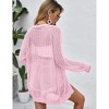 Women's Lightweight Crochet Cardigan Cover Up with Open Front and Long Sleeve for Summer 2024,Pink - M - 2 of 4