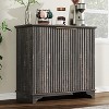 Acekool Farmhouse Buffet Cabinet – Fluted Doors & Adjustable Shelves for Kitchen, Dining, and Living Room (Natural Oak) - 2 of 4