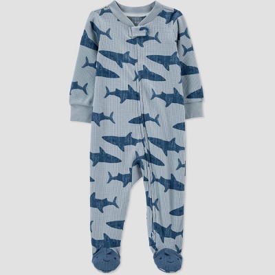 Image of Baby Boys' Shark Footed Pajama - Just One You® made by carter's Blue 6M