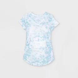 Short Sleeve V-Neck Side Shirred Maternity T-Shirt - Isabel Maternity by Ingrid & Isabel™ Blue Tie-Dye XS