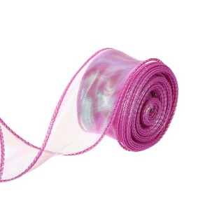 Unique Bargains Gift Wrapping Wide Sheer Wired Pastel Shimmer Iridescent Chiffon Ribbons 1 Pc - 1 of 4