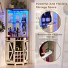 OKD 72" Corner Bar Storage Cabinet, Tall Wine Bar Cabinet w/Barn Door & Adjustable Shelf, Home Bar Cabinet w/LED Light & Glass Rack - 4 of 4