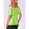 Allegra K Women's Metallic Off Shoulder Short Sleeve Boat Neck Blouse - 3 of 4