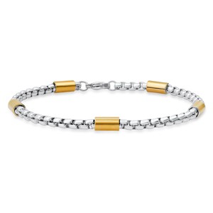 Steeltime Men's two tone stainless steel bar & box chain bracelet. Color Option: Black, Gold - 1 of 4