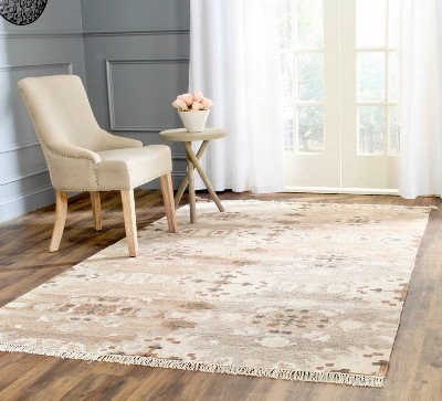 Handmade Gray and Beige Wool Flat Woven 8' x 10' Area Rug