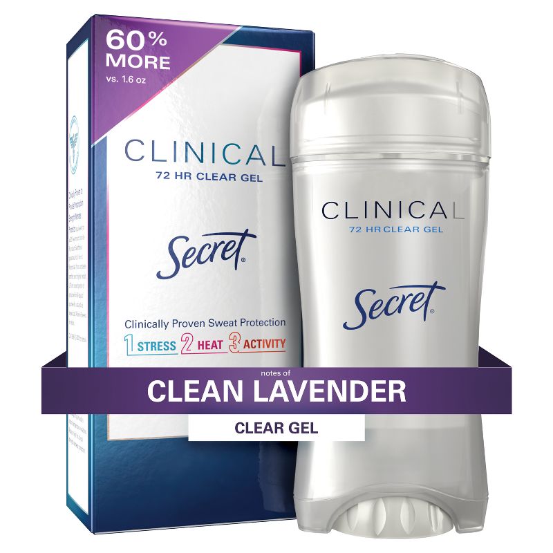 Secret Clinical Strength Clear Gel Antiperspirant and Deodorant for Women - Clean Lavender - 2.6oz, 1 of 16