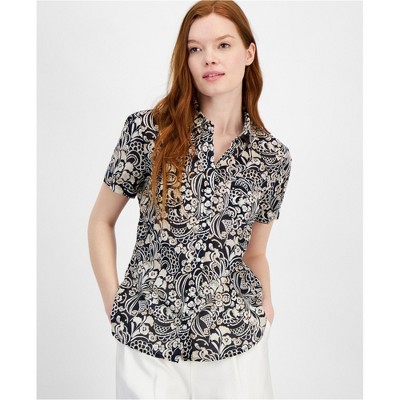 Tommy Hilfiger Womens Paisley Floral Button Up Shirt