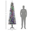 7.5 ft Pencil Christmas Tree, Pre-Lit Flocked Xmas Tree with Dual Color LED Lights, 519 Tips and Metal Stand - 3 of 4