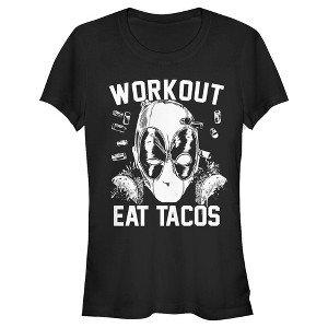 Junior's Marvel: Deadpool Workout Eat Tacos T-Shirt - 1 of 4