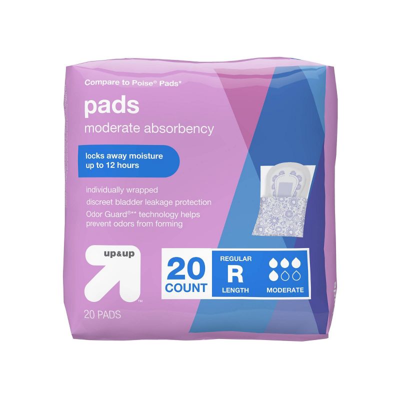 Incontinence Pads for Women - Moderate Absorbency - Regular - up & up™, 3 of 5