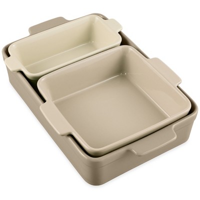 Best Choice Products Ceramic Bakeware Set of 3 Casserole, Loaf, and Square Dishes w/ Handles