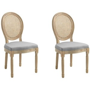 Nordlys Set of 2 Wooden Dining Chairs with Cane Backs and Fabric Seats Classic Style Dining Room - 1 of 4