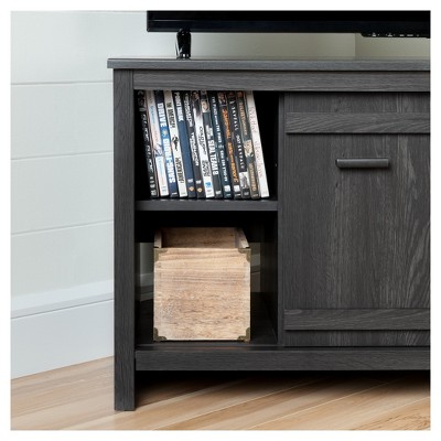 Modern Gray Oak Corner TV Stand with Fireplace and Cabinet