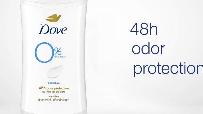 Dove Beauty 0% Aluminum Sensitive Skin Women&#39;s Deodorant Stick - 2.6oz, 2 of 8, play video