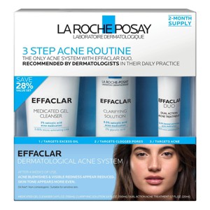 La Roche Posay Effaclar Dermatological Acne Treatment 3-Step System Kit with Medicated Gel Cleanser - 7.5 fl oz - 1 of 4