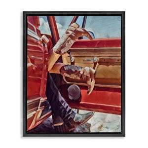 Stupell Industries Romantic Cowboy Boots Couple Black Framed Floater Canvas Wall Art - 1 of 4