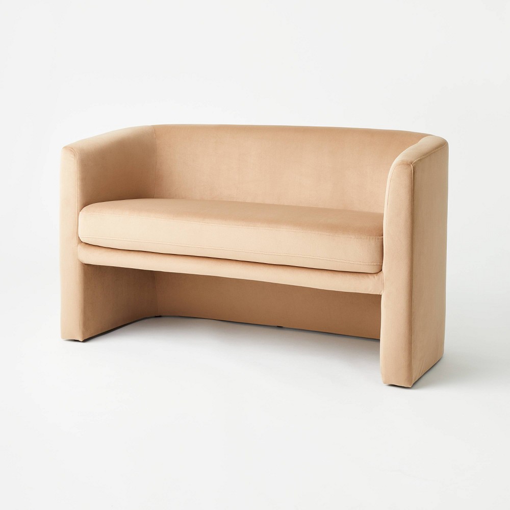 Photos - Sofa Vernon Loveseat Velvet Light Brown - Threshold™ designed with Studio McGee