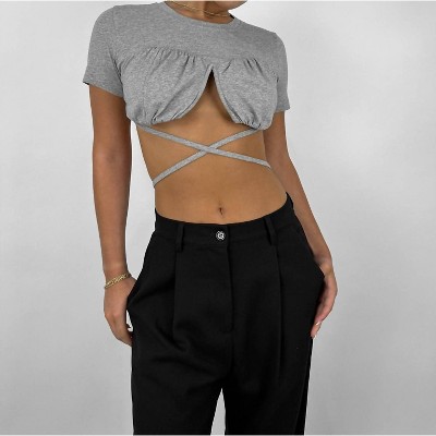 Women's Crew Neck Cropped Underwire Tee - Mimosa