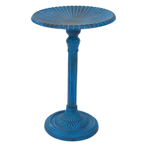 Sunnydaze Art Deco Sunburst Cast Aluminum Metal Bird Bath - Blue Patina - 14" - image 1 of 4