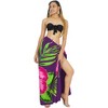 LA LEELA Women's Wrap Long Vacation Beachwear Swimsuit Pareo Sarong Swimwear Cover up Wraps One Size Purple, Floral - 3 of 4