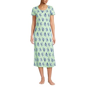 Lands' End Women's Cotton Short Sleeve Midcalf Nightgown - 1 of 3