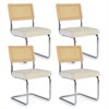 Set of 4 Kylie 20.5" Wider Tufted Seat Upholstered Fabric Chairs with Chrome Legs And Mesh Backrest Cane Rattan Dining Chairs - Maison Boucle - 2 of 4