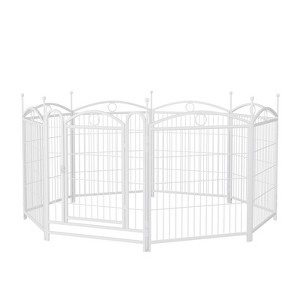 DSVIMOY Pet Doors, Gates and Pens, 8 Panels Pet Dog Fence with Doors, Foldable Pet Pen for Pet Exercise, White, 52"*52"*31" - 1 of 4