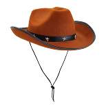 Zodaca Felt Cowgirl Hat for Women and Men, Costume Party Halloween Props & Head Accessories, Brown, 14.8 x 10.6 x 5.9 in