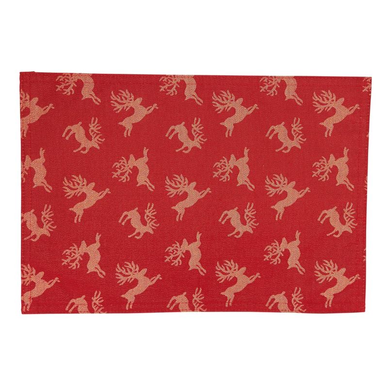 Saro Lifestyle Reindeer Placemat, 13"x19" Oblong, Red (Set of 4), 1 of 5