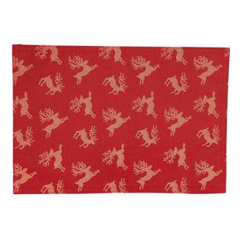Saro Lifestyle Reindeer Placemat, 13"x19" Oblong, Red (Set of 4)