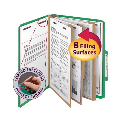 Smead Pressboard Classification File Folder with SafeSHIELD  Fasteners, 3 Dividers, 3