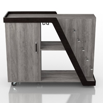 Blackjack 5 Bottle Mobile Wine Cabinet Vintage Gray Oak - miBasics