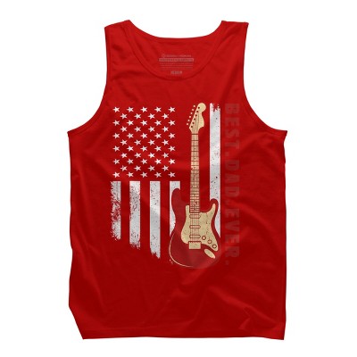 Men's Design By Humans Best Dad Ever Guitar and Flag By MINHMINH Tank Top