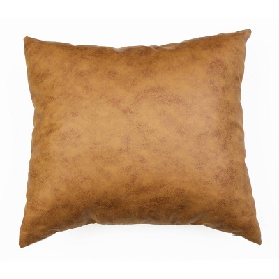 20"x20" Oversize Pele Faux Leather Square Throw Pillow Brown - Decor Therapy