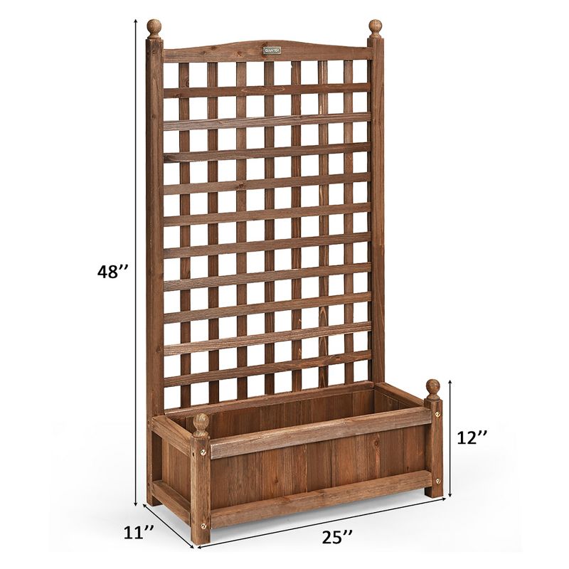 Costway 2 PCS Solid Wood Planter Box with Trellis Weather-Resistant 25"x11"x48", 2 of 11