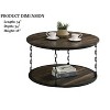 34" Natural Rustic Round Coffee Table Set of 3 with Storage Shelves and Metal Chain Legs for Living Room -3irtyhousy - 4 of 4