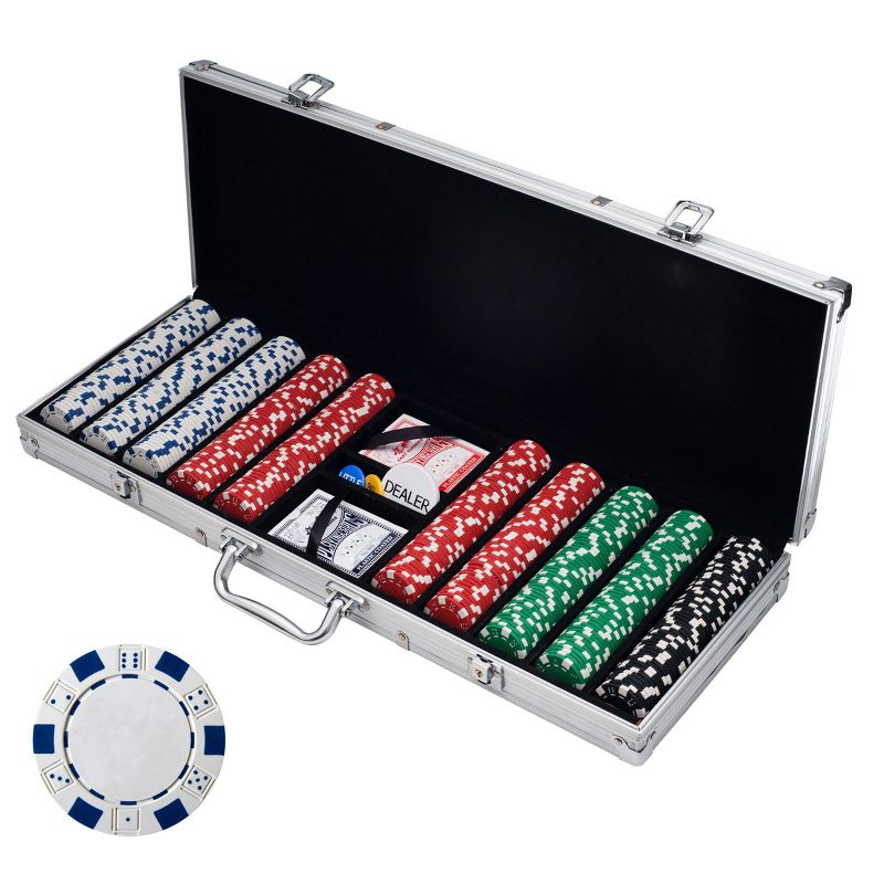 Trademark Poker Recreational Poker Set With 500 Chips, 2 Decks, and Aluminum Case, 1 of 7