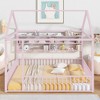 Full-Size Metal Bed Frame in House Style, Complete with Fence and Storage Shelves - 2 of 4