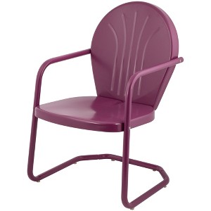 Northlight 34-Inch Outdoor Retro Tulip Steel Armchair, Purple - 1 of 4