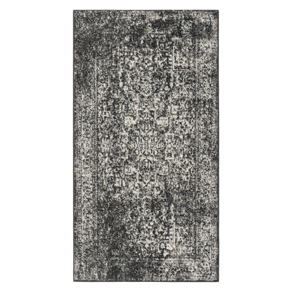 2'2inx4' Medallion Accent Rug Black/Gray - Safavieh